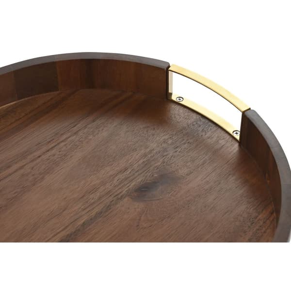 Snack bakke Home ESPRIT Gylden Natur Metal Akacie 35,5 x 35,5 x 5 cm