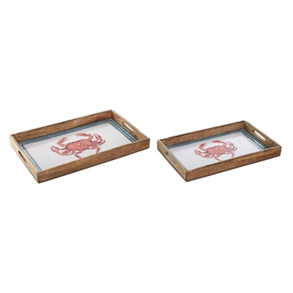 Uppsättning med Brickor Home ESPRIT Multicolour Mangoträ 43,5 x 27 x 5,5 cm (2 antal)