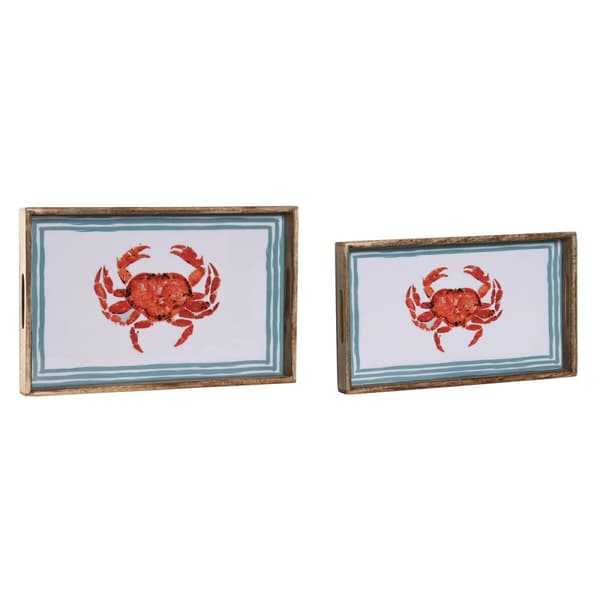 Tarjotinsetti Home ESPRIT Monivärinen Mangopuu 43,5 x 27 x 5,5 cm (2 osaa)