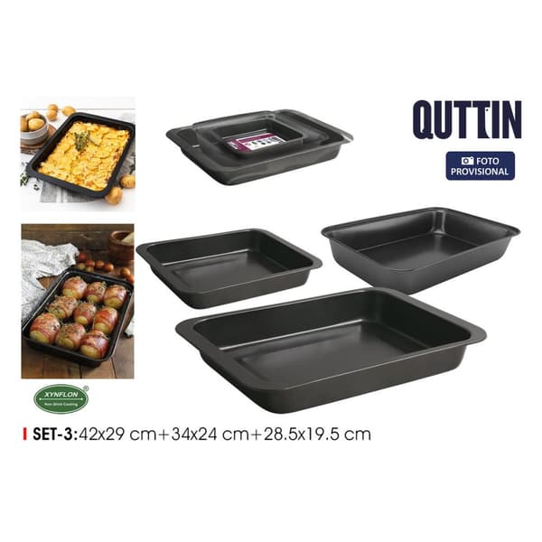 Bakkesæt Quttin 28,5 x 19,5 cm 34 x 24 cm 42 x 29 cm 3 Dele (6 enheder)