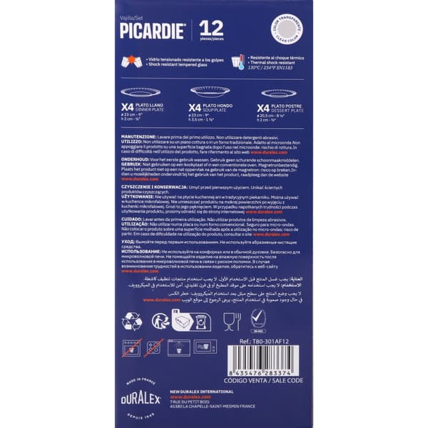 Matservis Duralex Picardie Transparent 12 Delar (2 antal)
