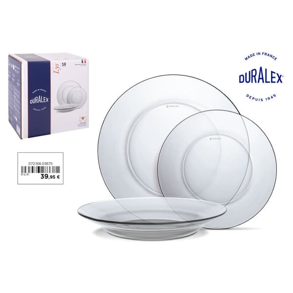 Matservis Duralex Lys Transparent 18 Delar (2 antal)