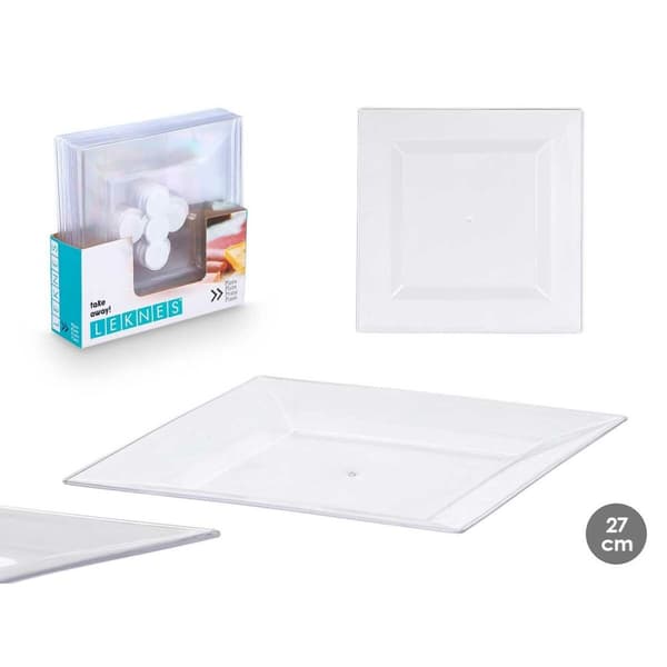Tallriksset Leknes CK80668-1-T Transparent Plast 27,3 x 2,3 x 27,3 cm (24 antal)