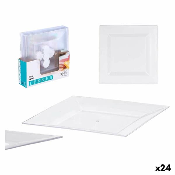 Tallriksset Leknes CK80668-1-T Transparent Plast 27,3 x 2,3 x 27,3 cm (24 antal)