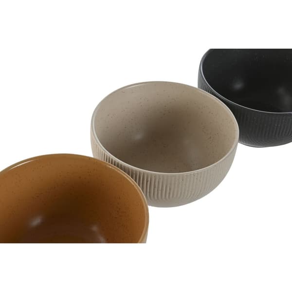 Skål Home ESPRIT Beige Grå Senap Terrakota n Stengods Scandi 480 ml 14 x 14 x 7,5 cm (4 antal)