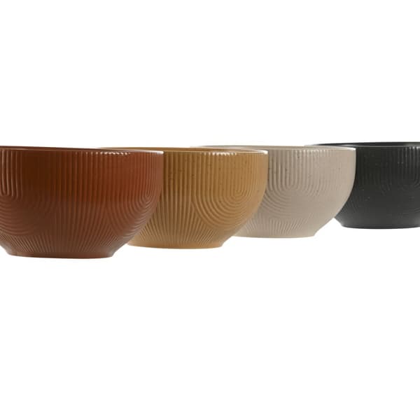 Skål Home ESPRIT Beige Grå Senap Terrakota n Stengods Scandi 480 ml 14 x 14 x 7,5 cm (4 antal)