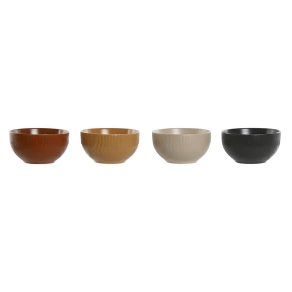 Skål Home ESPRIT Beige Grå Senap Terrakota n Stengods Scandi 480 ml 14 x 14 x 7,5 cm (4 antal)