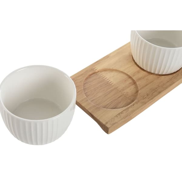 Tilltuggsset Home ESPRIT Vit Naturell Urban 28 x 9,6 x 6,2 cm 3 Delar