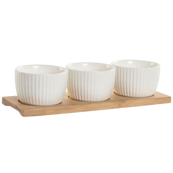 Tilltuggsset Home ESPRIT Vit Naturell Urban 28 x 9,6 x 6,2 cm 3 Delar
