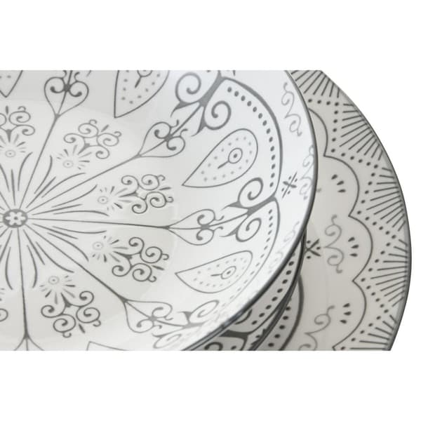 Spisestel Home ESPRIT Lysegrå Porcelæn Scandi 18 Dele