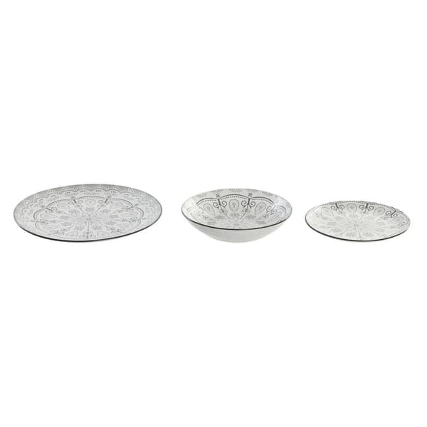 Spisestel Home ESPRIT Lysegrå Porcelæn Scandi 18 Dele