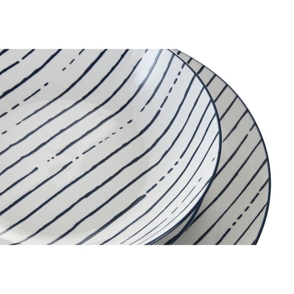 Spisestel Home ESPRIT Blå Porcelæn Striber Middelhavet 18 Dele