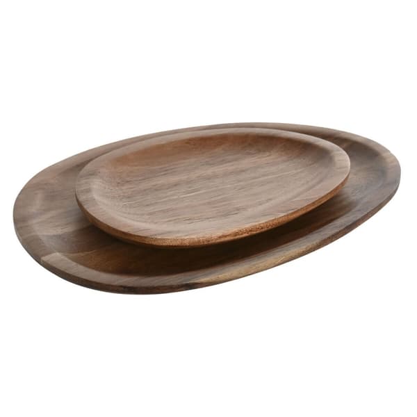 Platesett Home ESPRIT Naturell Akasia 26 x 18 x 1,6 cm