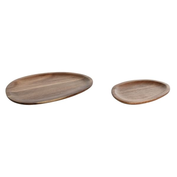 Platesett Home ESPRIT Naturell Akasia 26 x 18 x 1,6 cm