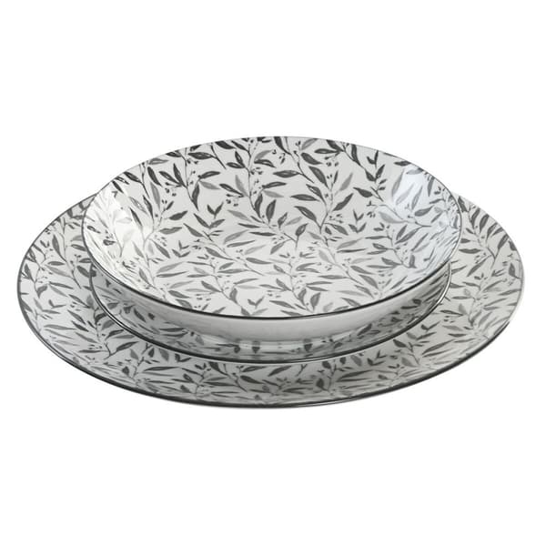 Spisestel Home ESPRIT Lysegrå Porcelæn 18 Dele