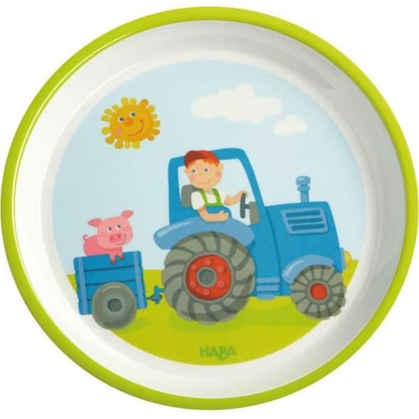 Tallrik - HABA - Traktor - Melamin - Halkfri - 18 cm