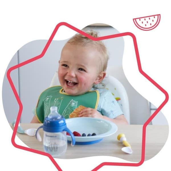 BADABULLE Set med 3 halkfria och okrossbara babytallrikar, mikrovågskompatibel, 12m+