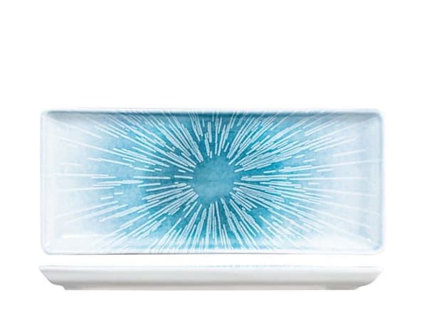 H-h tallrik - 9004818 - Neptune rektangulär porslinstallrik, 15 x 35 cm, modern design, parfymerad blå,