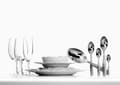 Miniatyrbild 3 av 4: Alessi Tallrik - MW01/1 - Klädd vit porslinstallrik med präglad dekoration, set med 4 delar, vit