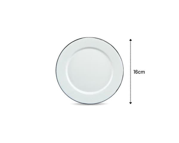 Granitvaror | Tallrik ∅16cm i emaljerat stål | Idealisk CHR | Ugn och diskmaskin | Ljus | Stapelbar | Reptålig | Vit