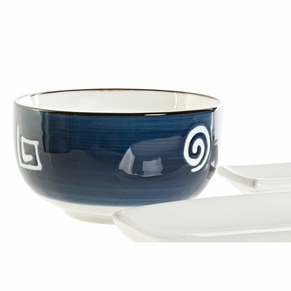 Sushiset DKD Home Decor 33,5 x 34,5 x 9 cm Porslin Vit Marinblå Orientalisk (33,5 x 34,5 x 9 cm)