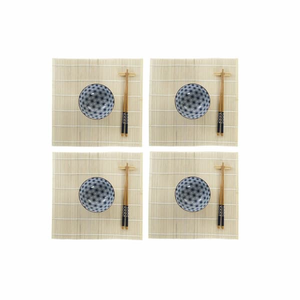 Sushiset DKD Home Decor 14,5 x 14,5 x 31 cm Blå Stengods Orientalisk (16 Delar)