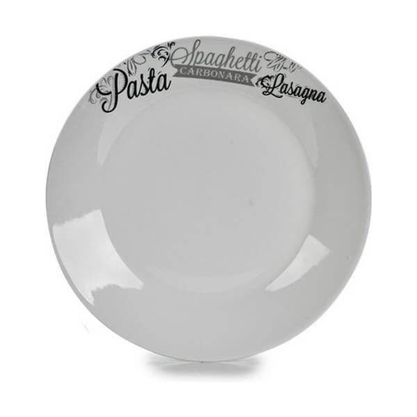 Platt skål Ø 24,4 cm Vit Svart Porslin Pasta (10 antal)