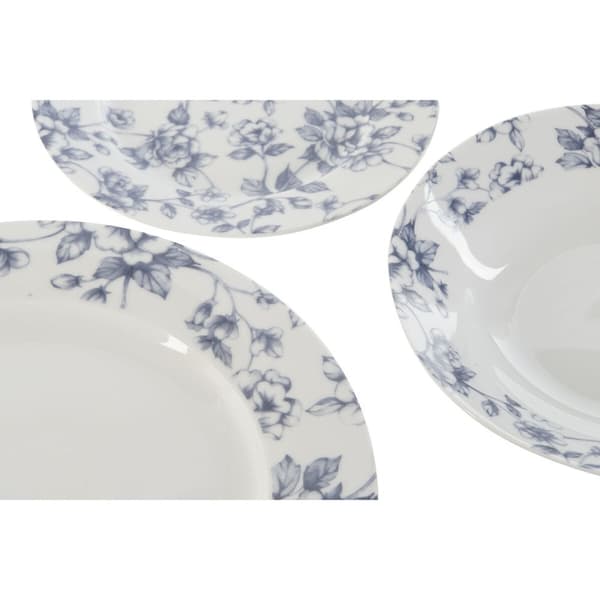 Servissats Home ESPRIT Blå Porslin Blommig 18 Delar 27 x 27 x 2 cm