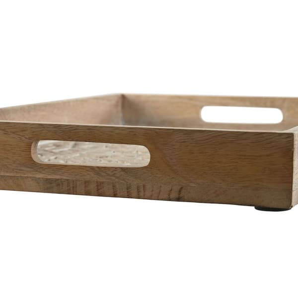 Uppsättning med Brickor Home ESPRIT Vit Naturell Indier 44 x 29 x 5 cm (2 antal)