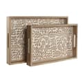 Miniatyrbild 5 av 5: Uppsättning med Brickor Home ESPRIT Vit Naturell Indier 44 x 29 x 5 cm (2 antal)