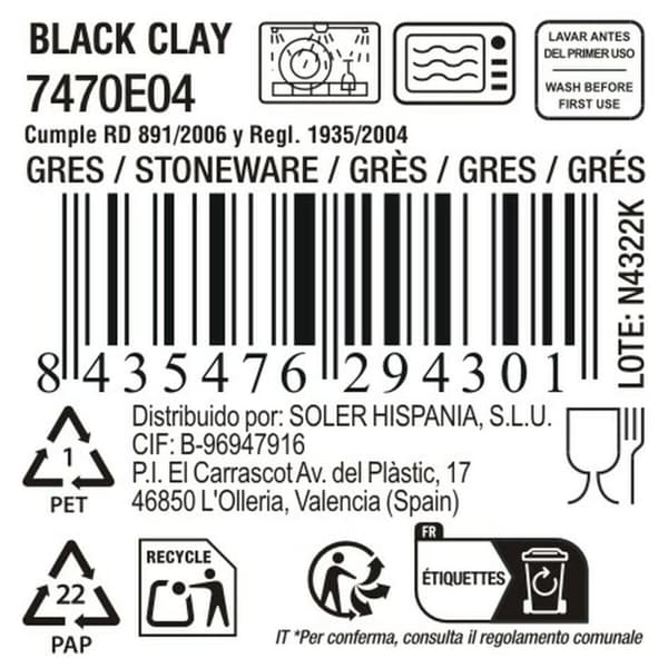 Platt skål La Mediterránea Black clay