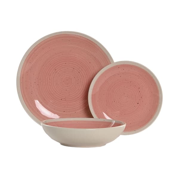 Matservis Home ESPRIT Vit Rosa Stengods 18 Delar