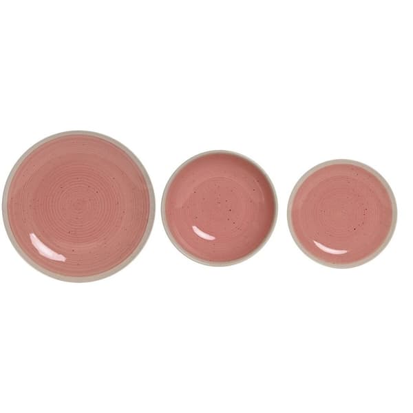 Matservis Home ESPRIT Vit Rosa Stengods 18 Delar