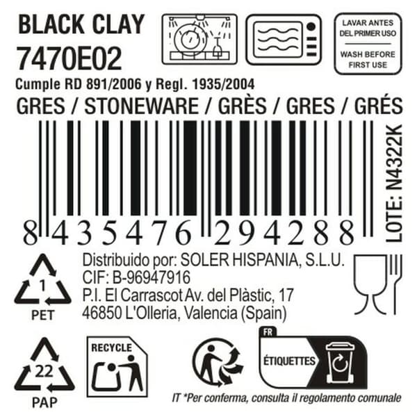 Platt skål La Mediterránea Black clay