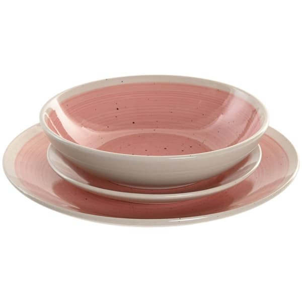 Bordservise Home ESPRIT Hvit Rosa Steintøy 18 Deler