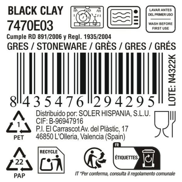 Platt skål La Mediterránea Black clay