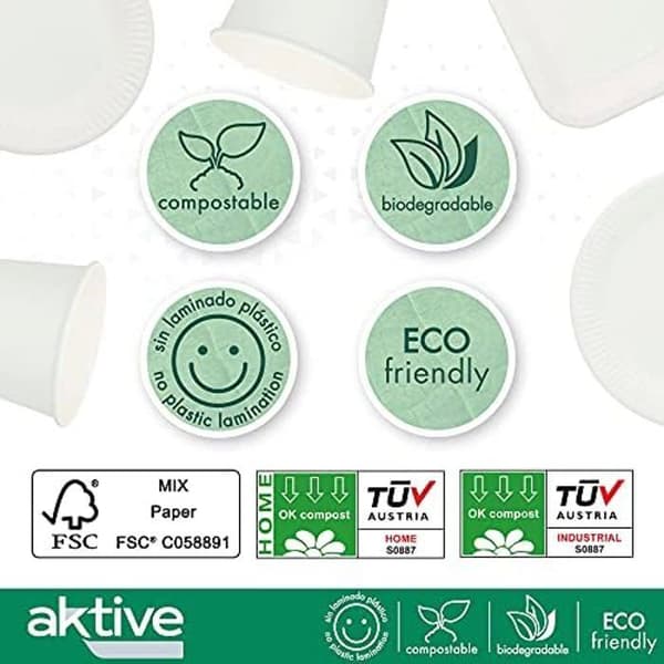 Ekologisk engångsservis - AKTIVE - 71345 Procos - 70 stycken - Papper - 10 personer