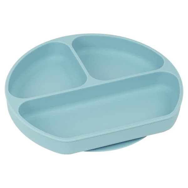 Tallrik - Safta - Björn - Silikon - Sugkoppar - Ljusblå - 3 Fack