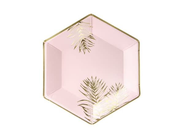 Papperstallrikar ROSA GULDBLAD 23 cm/ 6 st