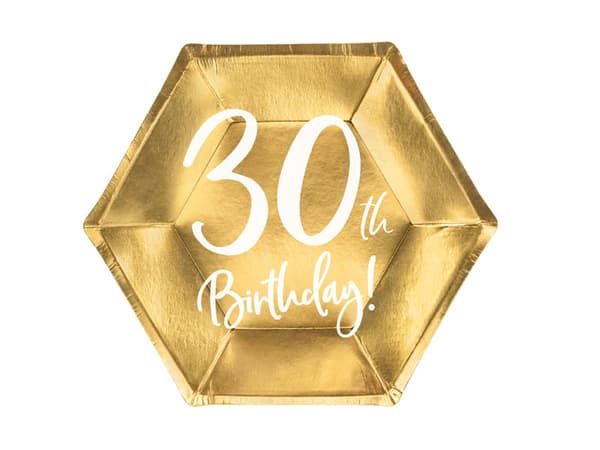 Papperstallrikar 30-årsdag guld 6 st