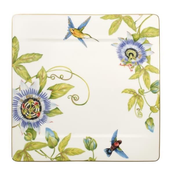 Presentationsfat - AMAZONIA - 35x35cm - Premium porslin - Blommönster - Diskmaskinssäker