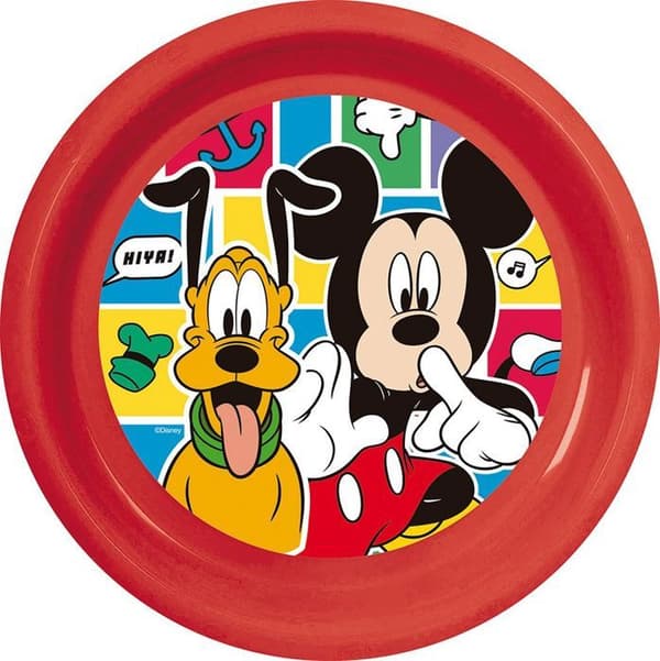 Tataway Röd plast middagsfat Disney Mickey Mouse för barn, stötresistent och återanvändbart