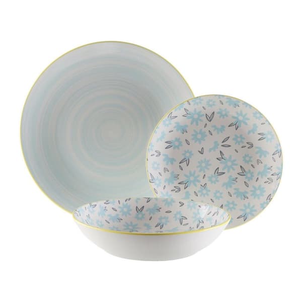 Spisestel Versa BREEZE Blå Porcelæn 18 Dele