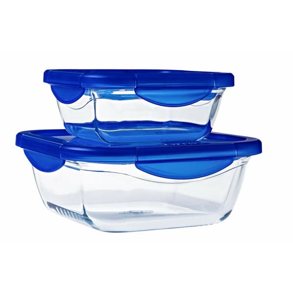 Behållare för matkonservering Pyrex Blå Transparent 800 ml (2 antal)
