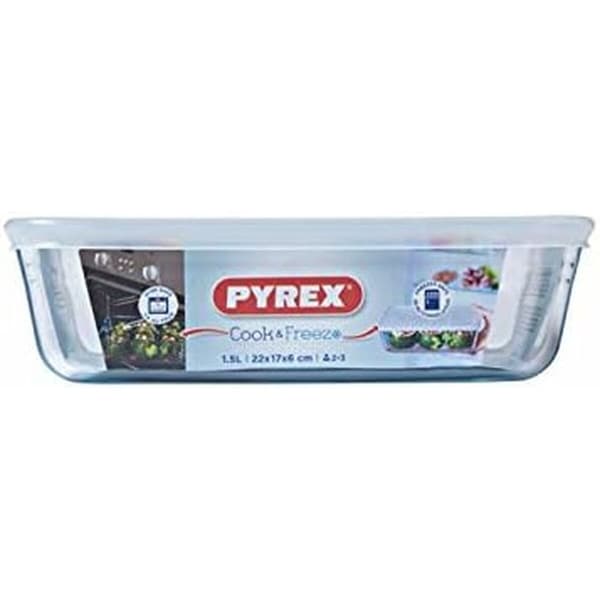 Mad Bevarelse Container Pyrex Hvid Gennemsigtig Rektangulær 1,5 L