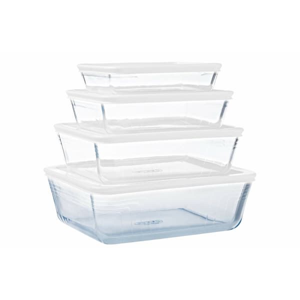 Mad Bevarelse Container Pyrex Hvid Gennemsigtig Rektangulær 1,5 L