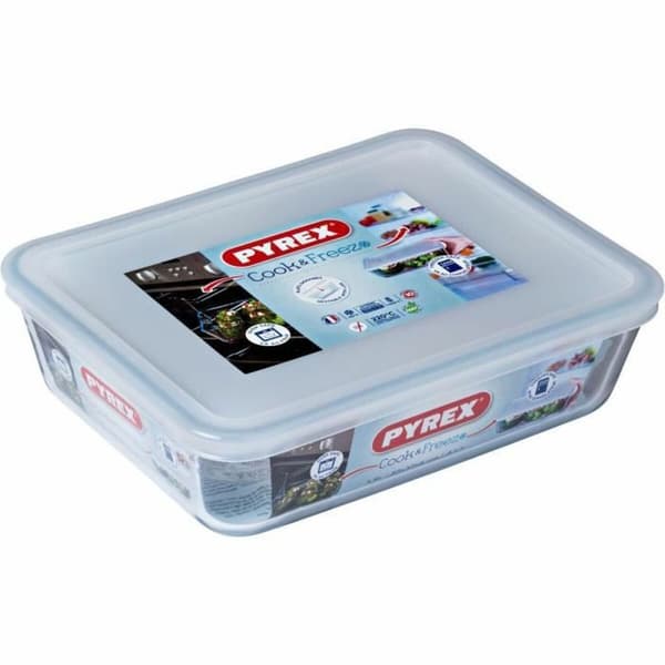 Mad Bevarelse Container Pyrex Hvid Gennemsigtig Rektangulær 1,5 L