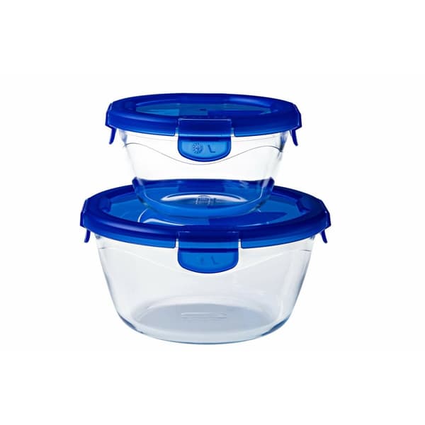 Ruoan säilytysrasia Pyrex Sininen Läpinäkyvä Pyöreä 1,6 L (6 Kappaletta)