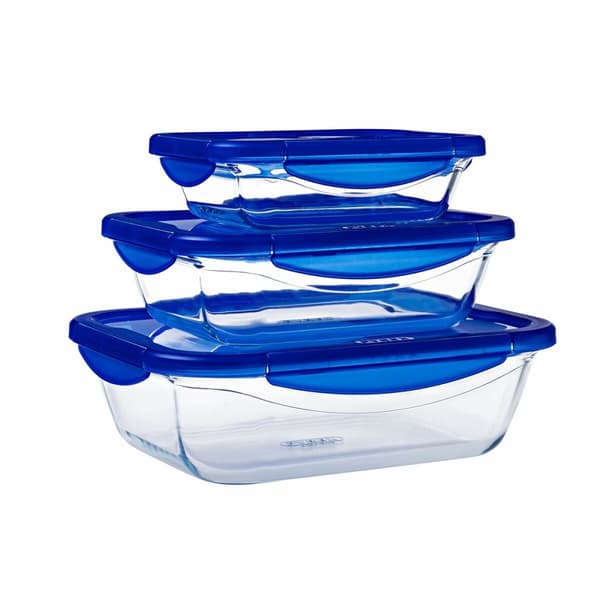 Behållare för matkonservering Pyrex Blå Transparent Rektangulär 800 ml