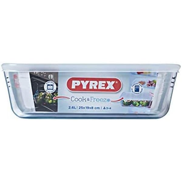 Ruoan säilytysrasia Pyrex Valkoinen Musta Läpinäkyvä Clear Suorakulmainen